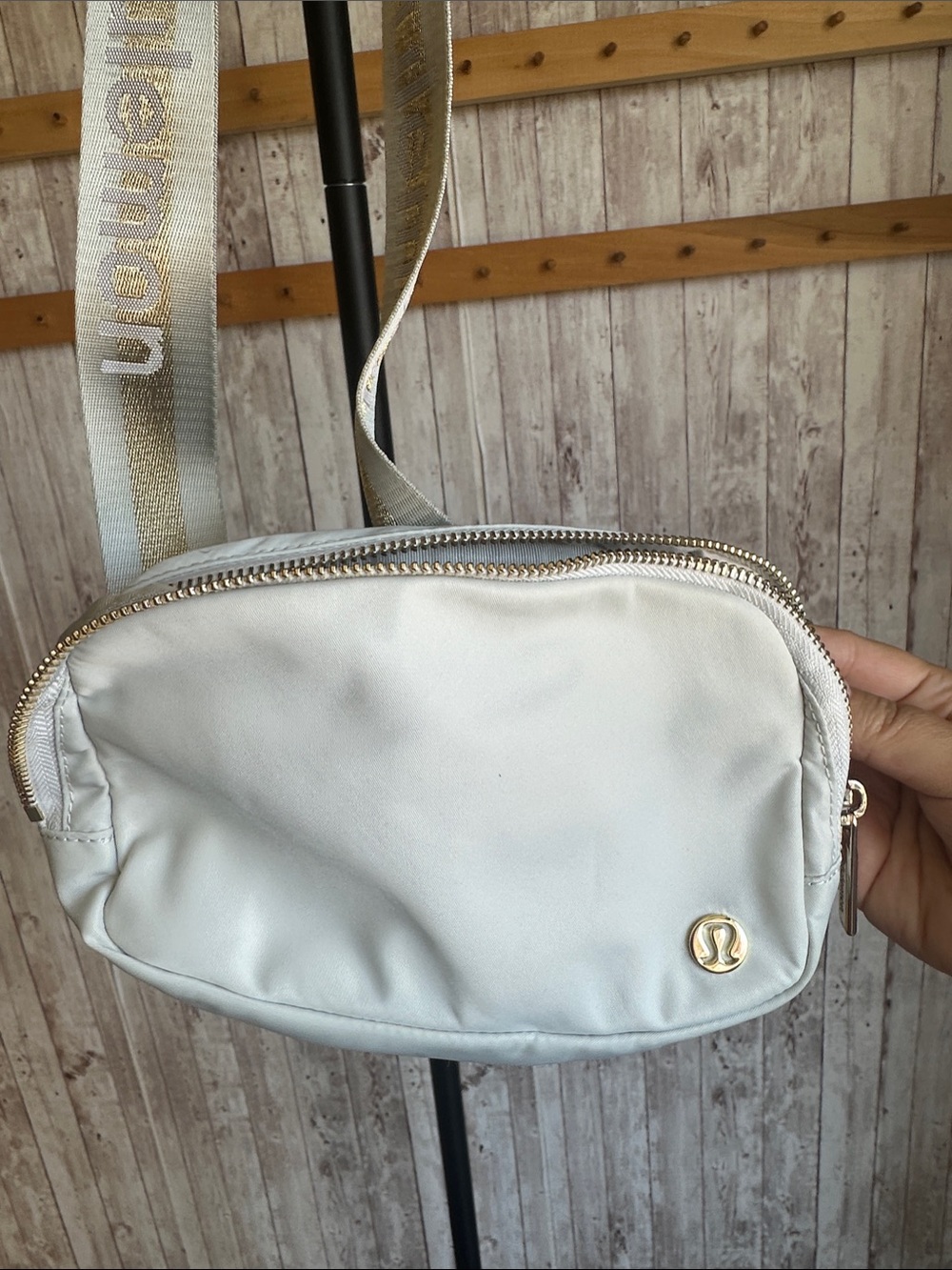 lululemon athletica Light Gray Crossbody Bag with Gold Hardware